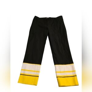 GAP Black With Yellow & White Stripes Slim Cropped Pants Size 14 Stretch EUC